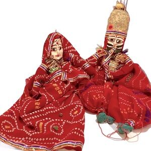 Spring Sale🌼 Rajasthani puppet pair Marinette’s - man playing Indian instrument